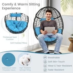 Tangkula Hanging Hammock Chair Egg Swing Chair W/ Blue Cushion Pillow Stand 15 Tangkula Hanging Hammock Chair Egg Swing Chair W/ Blue Cushion Pillow Stand -Tangkula GUEST dc464b6f f2e5 43b5 88bc c3337a6a1a5b