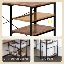 Tangkula Large L-shaped Computer Desk 60” Convertible Corner Desk With 4 Storage Shelves 95” 2-Person Long Study Writing Workstation Black/Rustic Brown/Natural/Grey -Tangkula GUEST dc54e1fd 70ca 434a 9448 de68573c8ab6