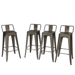 Tangkula Set Of 4 Metal Bar Stools 30" Industrial Height Chair Low Back -Tangkula GUEST dc7c8a9b c417 405f 98c5 e6b525ec369c