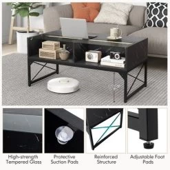 Tangkula High-gloss LED Coffee Table W/ Faux Marble & Tempered Glass Top 4 Storage Cubes 19 Tangkula High-gloss LED Coffee Table W/ Faux Marble & Tempered Glass Top 4 Storage Cubes -Tangkula GUEST dce91d55 8a1d 464e b2e5 3eaa6f5e5d8c