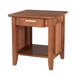 Tangkula 2PCS Boho Style Nightstand 3-Tier Sofa Side End Table W/ Drawer & Shelf Walnut -Tangkula GUEST dd022255 f6a5 4633 b939 f3e10b81b8dd
