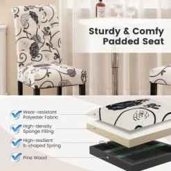 Tangkula Upholstered Dining Chairs Set Of 4 Tufted Fabric Kitchen Chairs W/Padded Seat & Rubber Wood Legs Farmhouse Accent Chairs -Tangkula GUEST dd824ffa 0b64 4b50 9497 ea1a508207b1