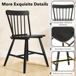 Tangkula Dining Chairs Set Of 4 Farmhouse Kitchen Chair W/ Rubber Wood Frame Wide Seat 17 Tangkula Dining Chairs Set Of 4 Farmhouse Kitchen Chair W/ Rubber Wood Frame Wide Seat -Tangkula GUEST dd914847 4401 4875 a15a ce891812e194