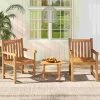 Tangkula 2 PCS Teak Wood Patio Dining Chair Outdoor Armchair W/ Slatted Seat & Solid Legs -Tangkula GUEST ddc430d2 9ebf 4a6b 88be df82394e33d6 1