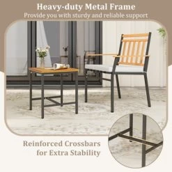 Tangkula 3 Pieces Acacia Wood Bistro Set Patio Conversation Set With Cushions And Coffee Table Outdoor Bistro Table And Chairs Set For Porch -Tangkula GUEST de16e248 a5a7 46b0 8b26 4fbda399c32b