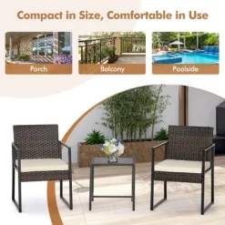 Tangkula 3PCS Patio Rattan Hand-Woven PE Wicker Bistro Set Outdoor Furniture Set W/ Table & Cushion 15 Tangkula 3PCS Patio Rattan Hand-Woven PE Wicker Bistro Set Outdoor Furniture Set W/ Table & Cushion -Tangkula GUEST de2eebd7 ded4 4d90 a488 b2c83aa919fe