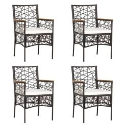 Tangkula Patio PE Rattan Dining Chairs Set Of 2/4 Patio PE Wicker Armchairs With Removable Cushions And Acacia Wood Armrests -Tangkula GUEST de4702e2 f975 41ed b9df 4c0c8adce99e