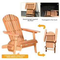 Tangkula 2 PCS Eucalyptus Adirondack Chair Foldable Outdoor Wood Lounger Chair Natural -Tangkula GUEST de80abc7 e5f3 427d bcf1 d267abb1767a