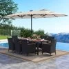 Tangkula 11 PCS Patio Dining Set W/ 15ft Double-Sided Patio Umbrella (Base Included) -Tangkula GUEST de916a63 c5dc 48dd 8e82 2e72e07e55ef