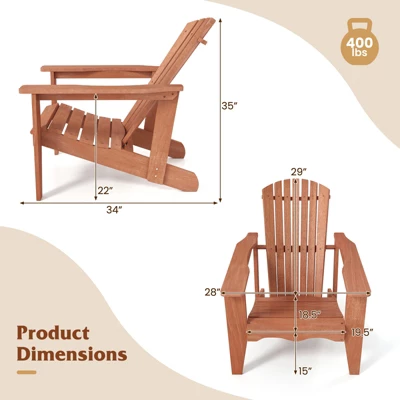 Tangkula Solid Wood Garden Chair W/ High Backrest Wide Armrests & Contoured Seat 7 Tangkula Solid Wood Garden Chair W/ High Backrest Wide Armrests & Contoured Seat - Image 5