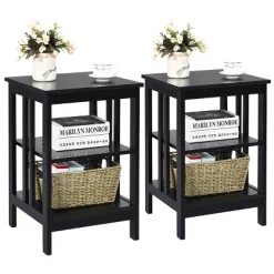Tangkula 2PCS 3-tier Side Table Nightstand Sofa End Table Storage Display Shelf -Tangkula GUEST def15b10 661b 49f1 9e92 c971b3a8b66d