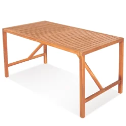 Tangkula Rectangular Acacia Wood Dining Table 4-6 Person Patio 2" Umbrella Hole Natural -Tangkula GUEST df14983b 5c54 471e 8c8e 001023d065b9