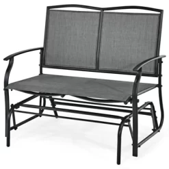 Tangkula 2 Person Swing Glider Bench Patio Rocking Lounge Chair W/Steel Frame For Garden Backyard Balcony Gray/Black -Tangkula GUEST df45e1ef cea9 40a4 9cb4 a892639ff532