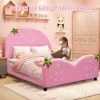 Tangkula Pink Kids Upholstered Twin Bed Toddler Bed With Adjustable Non-slip Feet 1 Tangkula Pink Kids Upholstered Twin Bed Toddler Bed With Adjustable Non-slip Feet -Tangkula GUEST df8a5140 8a93 4c3f adb4 68b58b065b1e