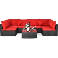 Tangkula 7-Piece Patio PE Rattan Sectional Sofa Furniture Set Wicker Sofa Conversation Set -Tangkula GUEST dfd8ee90 b1f1 4bf9 a36e cea28302142f