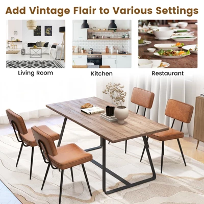 Tangkula Dining Chairs Set Of 4 W/ PU Leather Cover Filled Sponge Waterfall Seats 9 Tangkula Dining Chairs Set Of 4 W/ PU Leather Cover Filled Sponge Waterfall Seats - Image 7