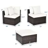Tangkula 4PCS Patio Rattan Wicker Sectional Sofa Set Conversation Furniture Set W Cushion -Tangkula GUEST e0de9b78 8d81 4cc5 aa84 e52f217009c7