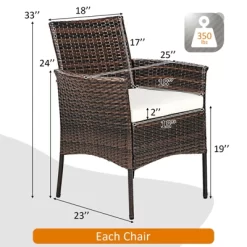 Tangkula Outdoor 4 PCS Rattan Dining Chair Patio Cushioned Arm Chair W/Zipper Brown -Tangkula GUEST e0ef7b97 6148 4f21 a9ae 5b87e214936e