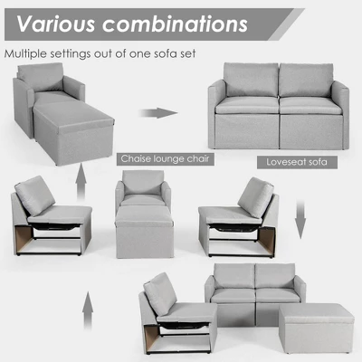 Tangkula Convertible L-shaped Sectional Sofa Couch Chaise W/ Ottoman Cushions 4 Tangkula Convertible L-shaped Sectional Sofa Couch Chaise W/ Ottoman Cushions - Image 3