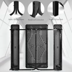 Tangkula Outdoor Picnic Table Bench Set Patio Camping Table W/Steel Frame & Wood Texture Tabletop For Garden -Tangkula GUEST e14c40a3 8201 4a47 8699 7fed6944397b