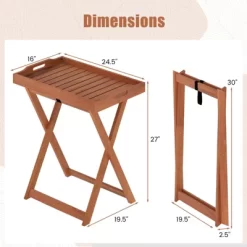 Tangkula Patio Solid Wood Tray Table W/ Removable Top Rectangular TV Tray Bistro Table -Tangkula GUEST e1521cc5 3abc 41f4 8abc 1aa54d700fc8
