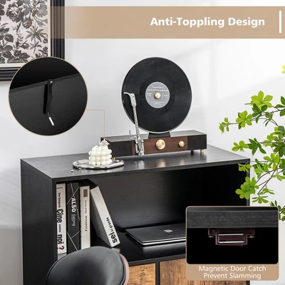 Tangkula 2-Door Kitchen Storage Bar Cabinet Buffet Sideboard W/ Wine Rack & Glass Holder 8 Tangkula 2-Door Kitchen Storage Bar Cabinet Buffet Sideboard W/ Wine Rack & Glass Holder - Image 6