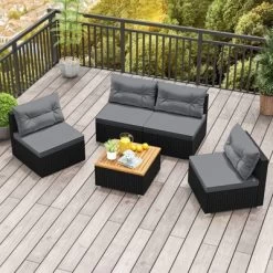 Tangkula Set Of 5 Rattan Sofa Set Outdoor Wicker Furniture Set W/Seat & Back Cushions Square Coffee Table Patio Sofa Set Gray 14 Tangkula Set Of 5 Rattan Sofa Set Outdoor Wicker Furniture Set W/Seat & Back Cushions Square Coffee Table Patio Sofa Set Gray -Tangkula GUEST e1bf18bc 708a 42cb 94a7 30c73f4bff4e
