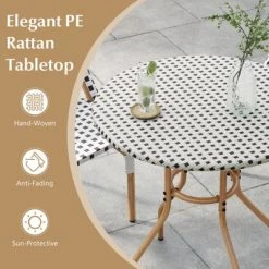 Tangkula 27.5" Outdoor Bistro Table PE Rattan Round Patio Side Table W/ Heavy Duty Metal Frame -Tangkula GUEST e1d3357e b3fa 4157 bc05 81338c7f05d4