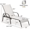 Tangkula 2 PCS Outdoor Chaise Lounge Chair Adjustable Reclining Bed With Backrest& Armrest Gray