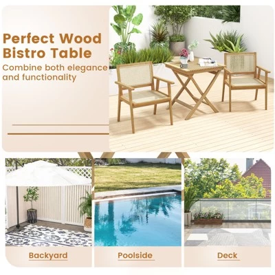 Tangkula Set Of 2 Patio Bistro Table Teak Wood Dining Table Outdoor Square Table 5 Tangkula Set Of 2 Patio Bistro Table Teak Wood Dining Table Outdoor Square Table - Image 3