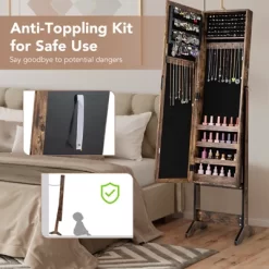 Tangkula Jewelry Mirrored Cabinet Armoire Organizer Storage Box W/ Stand Christmas Gift -Tangkula GUEST e1fb1dca e38b 4de5 9f39 ab0c3610762b