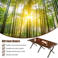 Tangkula Folding Wooden Camping Table Portable Picnic Table W/ Carry Bag Roll-up Bamboo Tabletop Outdoor Travel Camping Table Natural/Coffee 15 Tangkula Folding Wooden Camping Table Portable Picnic Table W/ Carry Bag Roll-up Bamboo Tabletop Outdoor Travel Camping Table Natural/Coffee -Tangkula GUEST e20bd5b4 6151 4cf4 b07c 546593910124