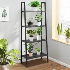 Tangkula 4-Tier Ladder Bookshelf Display Ladder Rack Free-Standing Plant