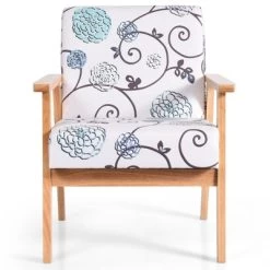 Tangkula Accent Armchair Fabric Upholstered Lounge Chair With Wooden Legs Grey/Navy/Yellow -Tangkula GUEST e21bed57 37cf 44ed b68d 137c36c3eda3