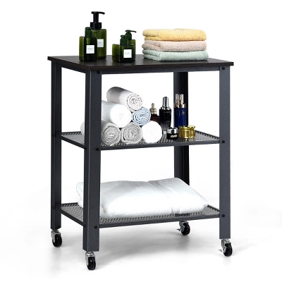 Tangkula Kitchen Utility Cart Industrial Coffee End Table W/Wheels Black/Silver 8 Tangkula Kitchen Utility Cart Industrial Coffee End Table W/Wheels Black/Silver - Image 6