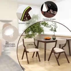 Tangkula Folding Dining Chairs Set Of 4 Wooden Table Chairs W/ Padded Seat Modern Coffee & Beige -Tangkula GUEST e2693201 f3b4 4e39 9637 e0cc2d57cecb