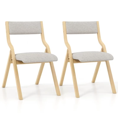 Tangkula Folding Dining Chairs Set Of 4 Wooden Table Chairs W/ Padded Seat Modern Grey & Natural 11 Tangkula Folding Dining Chairs Set Of 4 Wooden Table Chairs W/ Padded Seat Modern Grey & Natural - Image 9