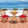 Tangkula 3PCS Folding Acacia Wood Bistro Set Patio Conversation Set W/ Red Cushions -Tangkula GUEST e3166402 4898 4c0d 979c 0f31492834e9