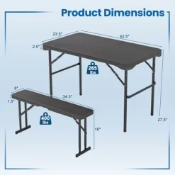 Tangkula Outdoor Table Bench Set Folding Picnic Table Set W/ 2 Benches Sturdy Metal Frame -Tangkula GUEST e348dc53 2063 481a a816 e62c85c93e4b