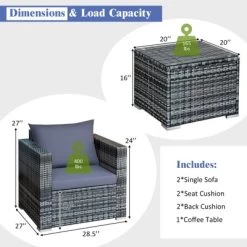 Tangkula 3-Piece Patio Wicker Conversation Set Bistro Rattan Sofa Chair With Washable Cushion Gray 14 Tangkula 3-Piece Patio Wicker Conversation Set Bistro Rattan Sofa Chair With Washable Cushion Gray -Tangkula GUEST e3587114 960d 459d a34f 54e03a71829a
