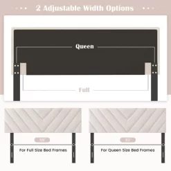 Tangkula Linen Fabric Upholstered Headboard Rectangular Headboard W/ Solid Wood Legs -Tangkula GUEST e3949cc7 72bb 468d a6e4 80fd78566139