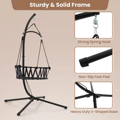 Tangkula Swing Chair W/ Stand Patio Hanging Swing Chair W/ Comfortable Seat & Back Cushions 9 Tangkula Swing Chair W/ Stand Patio Hanging Swing Chair W/ Comfortable Seat & Back Cushions - Image 7