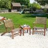 Tangkula 3 Pieces Outdoor Eucalyptus Wood Bistro Set Modern Hand-Woven PE Wicker Conversation Set -Tangkula GUEST e43cad8d 5441 48be 87a2 958d3e9d997b