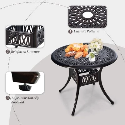 Tangkula 5PCS Cast Aluminum Patio Bistro Set Outdoor Dining Table & Chair Furniture Set 7 Tangkula 5PCS Cast Aluminum Patio Bistro Set Outdoor Dining Table & Chair Furniture Set - Image 5