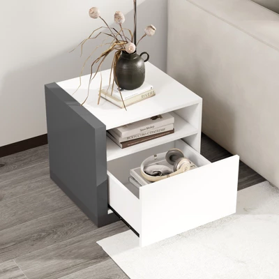 Tangkula Modern Minimalist Nightstand W/ Drawer Asymmetrical Bed Side Table End Table 3 Tangkula Modern Minimalist Nightstand W/ Drawer Asymmetrical Bed Side Table End Table