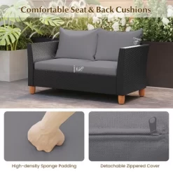 Tangkula 4 PCS Wicker Patio Furniture Set W/ Removable Cushions Storage Coffee Table -Tangkula GUEST e4855993 8194 4b1d 9f5f 08313c11db09