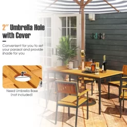 Tangkula 55” Patio Dining Table 6 People Acacia Wood Dining Table With Slatted Tabletop U-shaped Frame Adjustable Foot Pads 15 Tangkula 55” Patio Dining Table 6 People Acacia Wood Dining Table With Slatted Tabletop U-shaped Frame Adjustable Foot Pads -Tangkula GUEST e4fe2249 afcc 4ce2 99fc d4d17b7c61b4