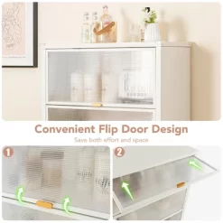 Tangkula 4-Tier Kitchen Bakers Rack Microwave Stand W/ Flip Doors Universal Wheels White -Tangkula GUEST e5205978 22c7 4048 a2a4 c3a939709398