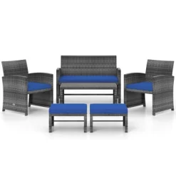 Tangkula Set Of 6 Patio Furniture Outdoor Sectional Conversation PE Rattan Sofa Set -Tangkula GUEST e56a19bf 3e55 4732 ad85 b845957e0a6c