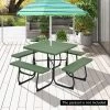 Tangkula 8-person Square Picnic Table Bench Set Outdoor Picnic Table With 4 Benches & Umbrella Hole 500 LBS Capacity Black/Grey/White/Green -Tangkula GUEST e60fc72f a965 446b a524 b05d1a9d42b9